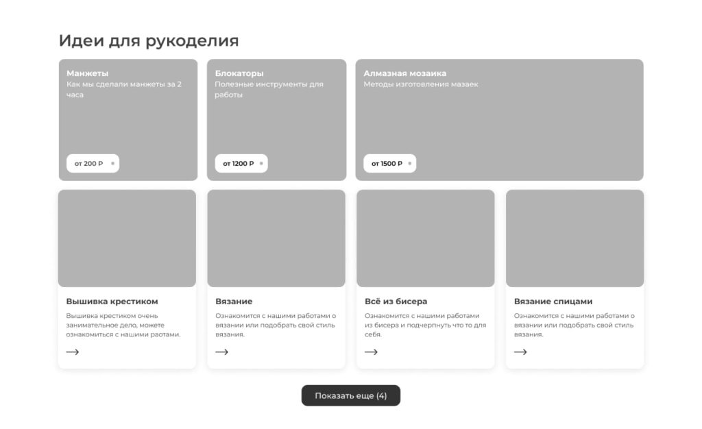 Прототип карточки товара до визуального дизайна